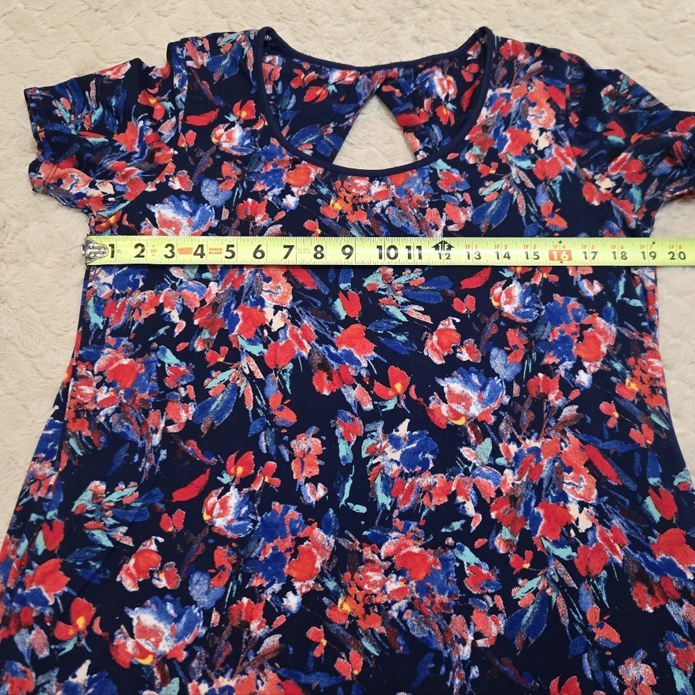 Cuddl Duds Flexwear Blue Floral Swing Cozy Dress, Size Medium - Picture 4 of 7
